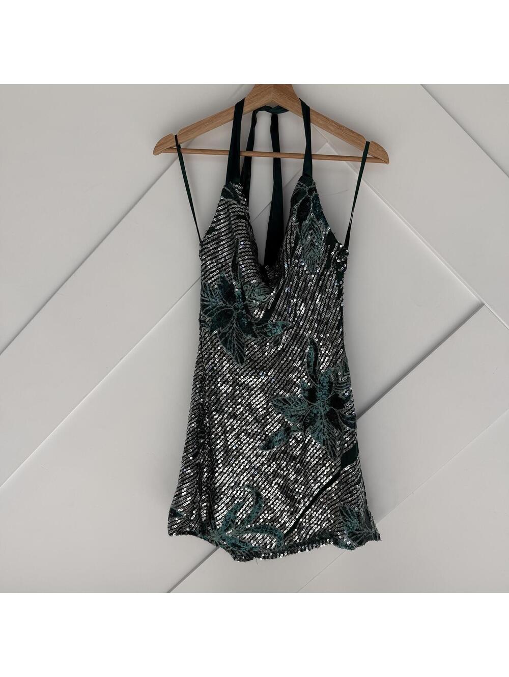 Here Comes The Sun Fairy Sequin Halter Mini Dress Y2K Size XS